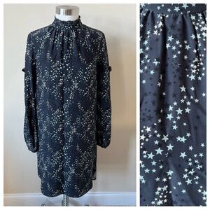 Charlotte Brody star print long sleeve Silk Shift dress 17564